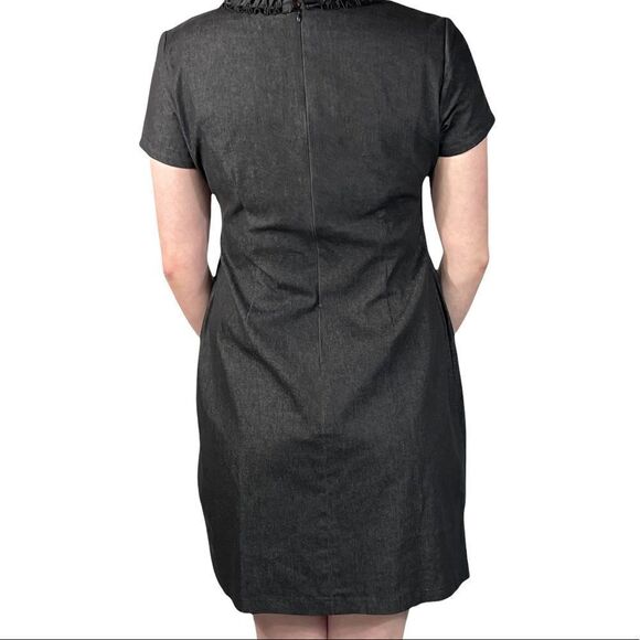 Perceptions New York Dark Gray Ruffled Neck Dress - Picture 11 of 11